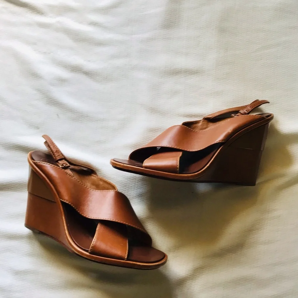 Tory Burch Brown Wedge Sandals